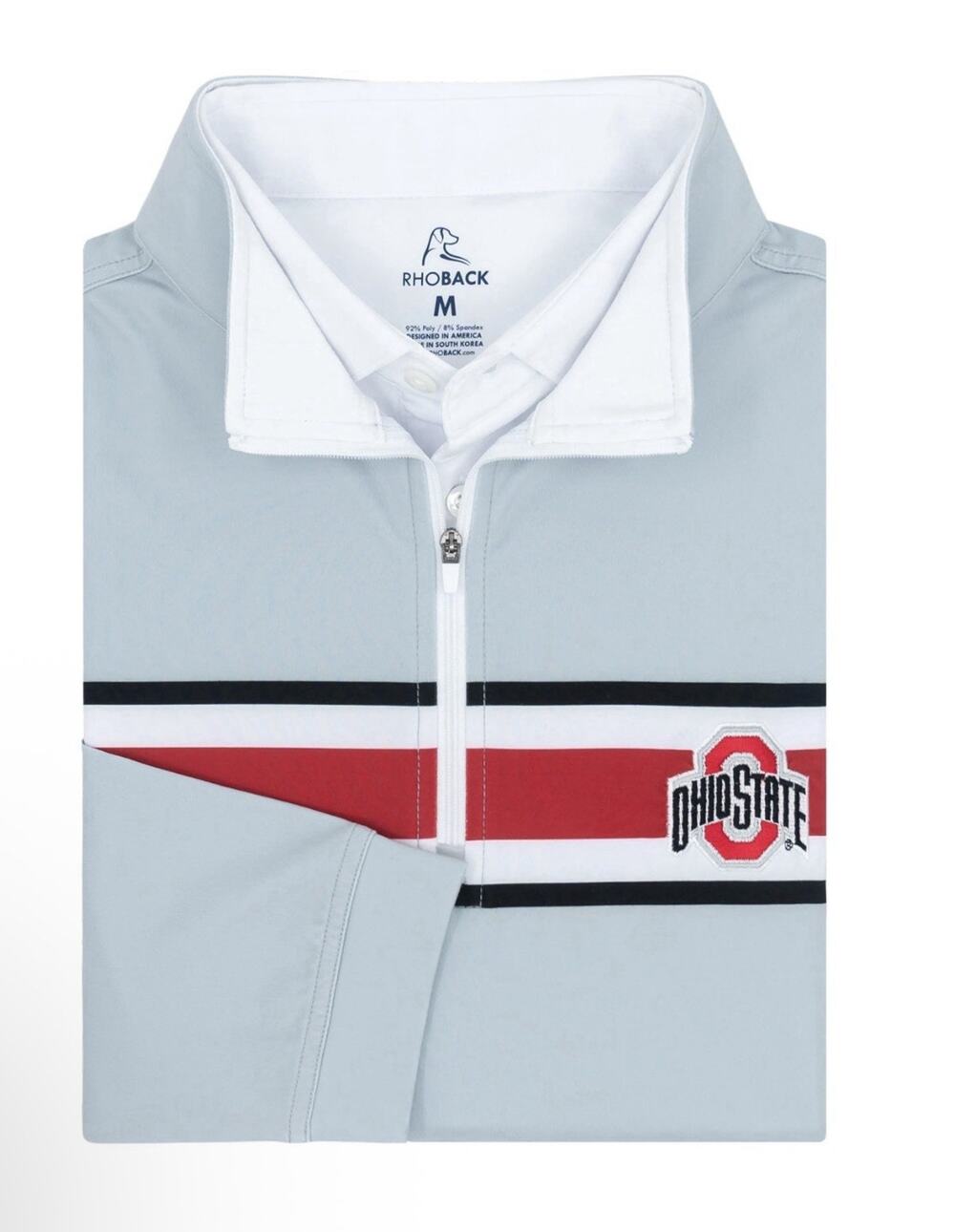 Rhoback Michigan Jersey Stripe Collegiate Q Zip Size Large